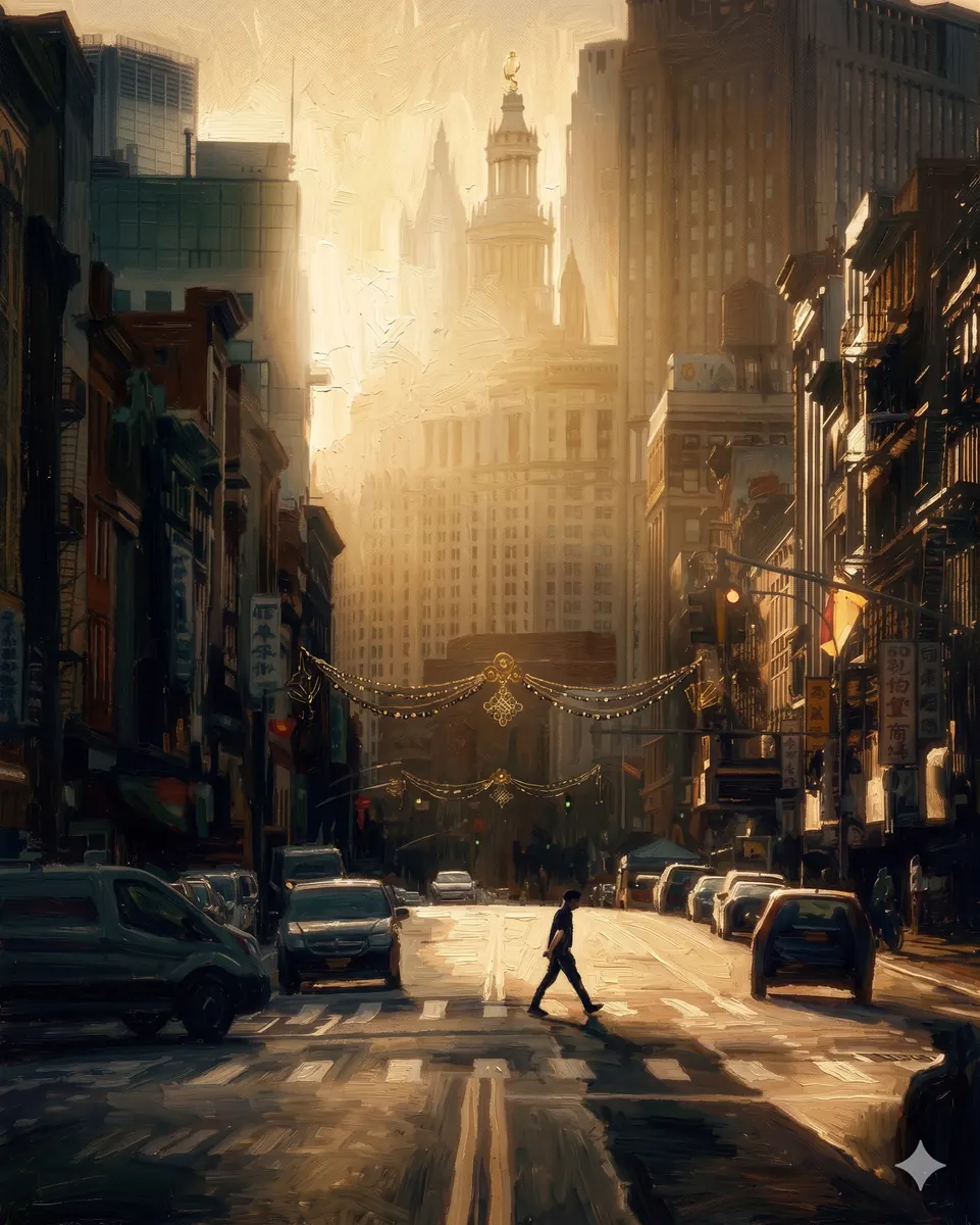 Golden Downtown Street