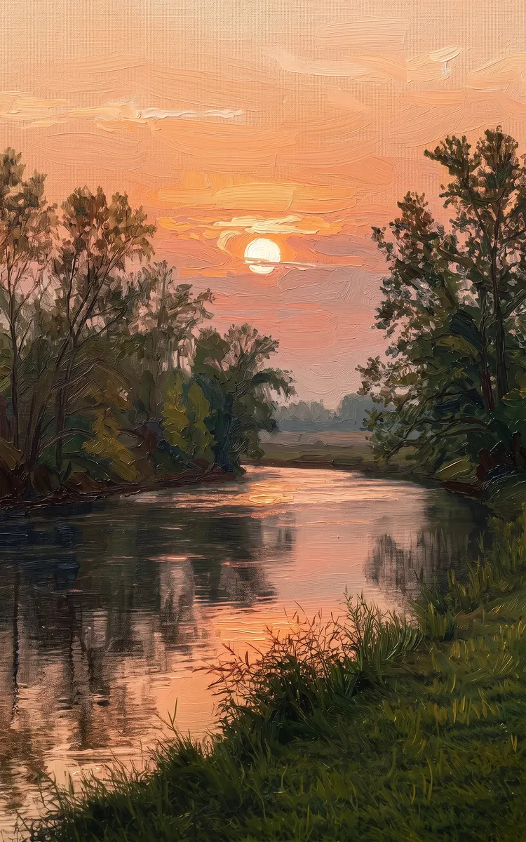 Orange Sunset River
