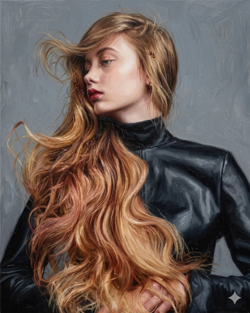 Blonde Woman Leather Jacket