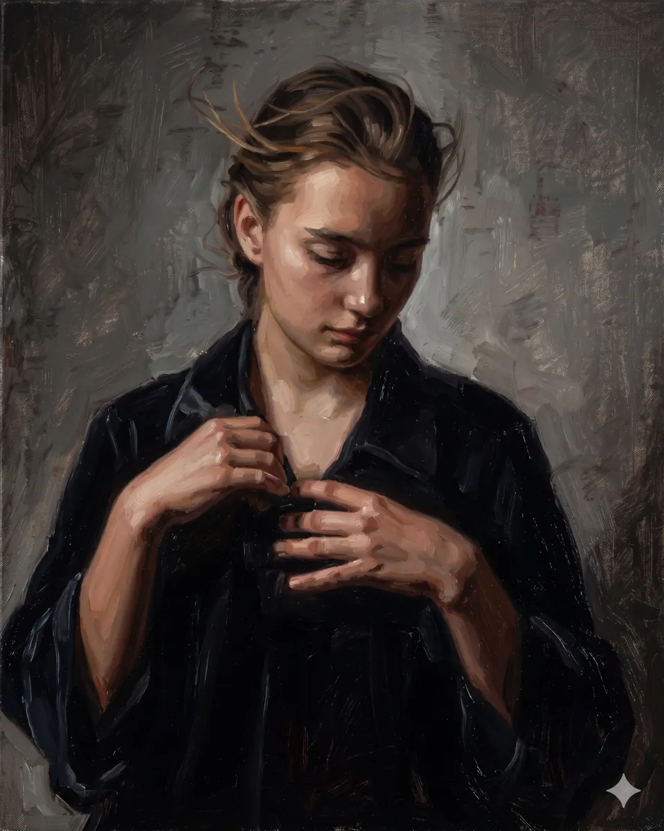 Contemplative Man Dark Shirt