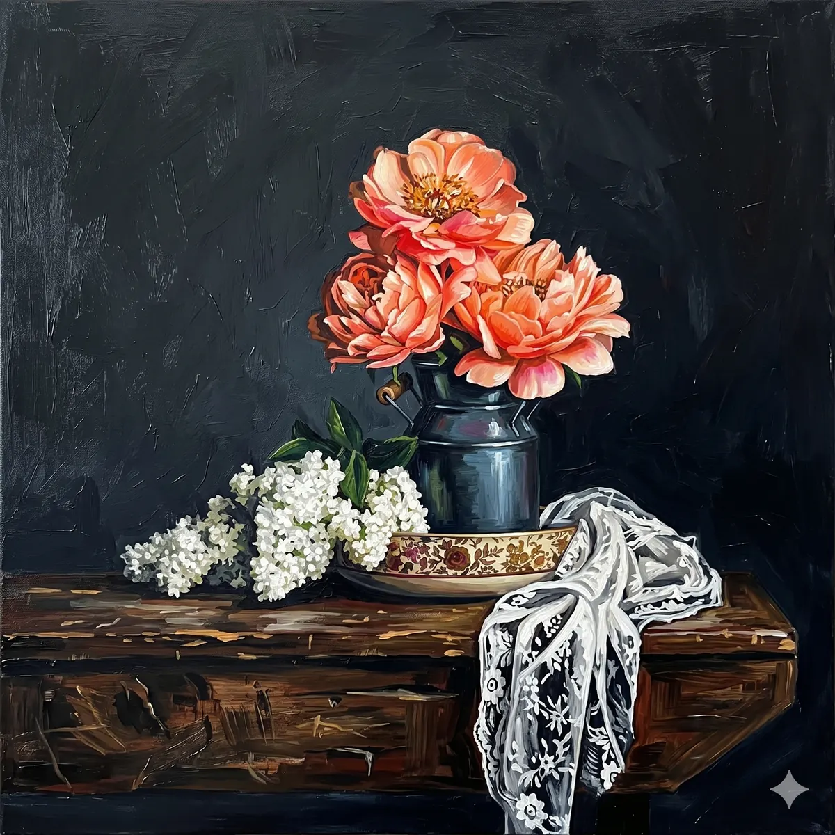 Coral Flowers Draped Cloth